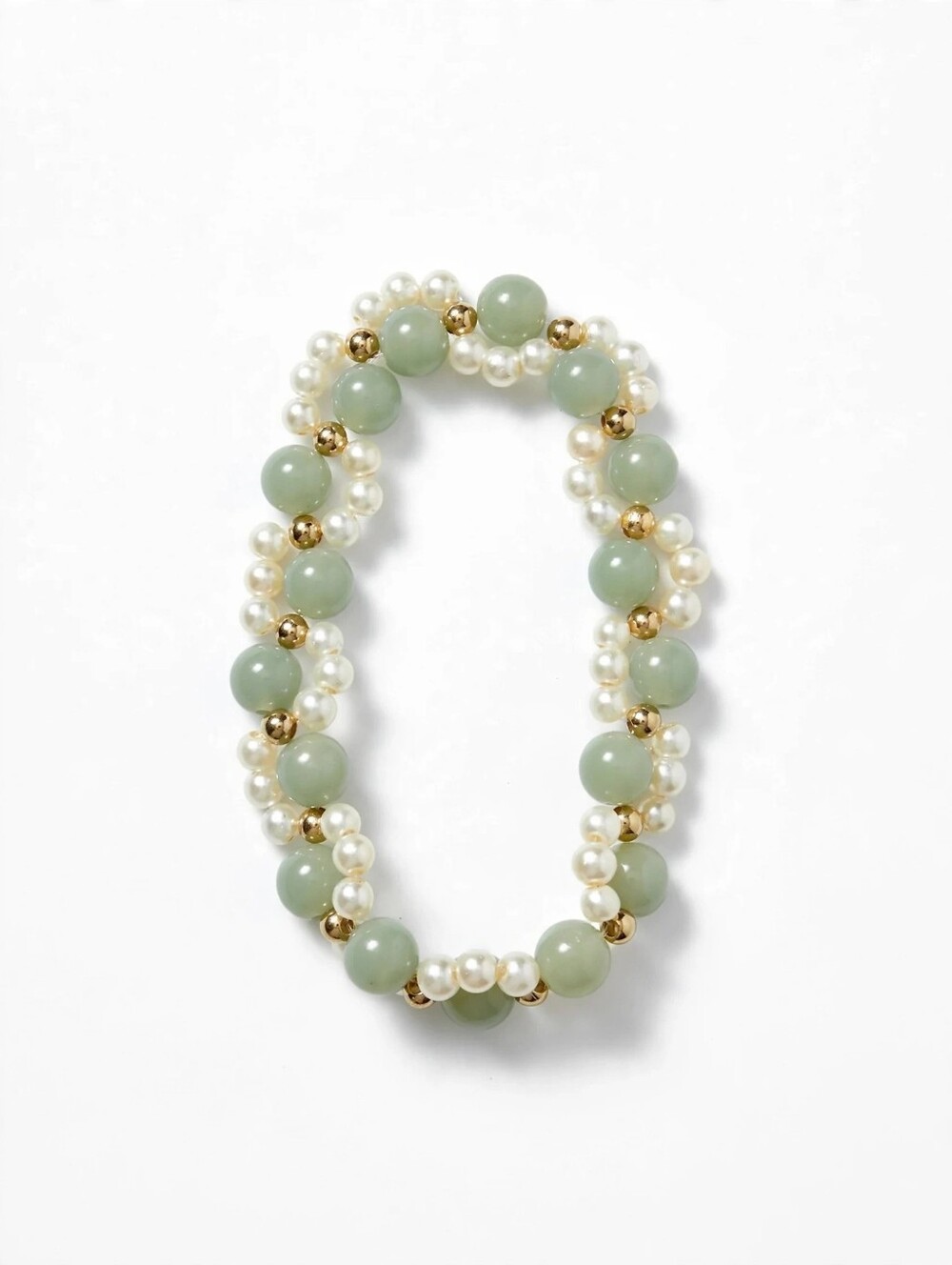 Pearl and Sage Green Bead Bracelet - Women Jewelry